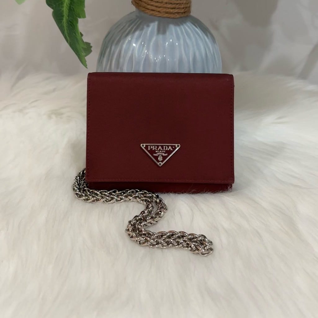 Prada Nylon Trifold Wallet On Unbranded Chain